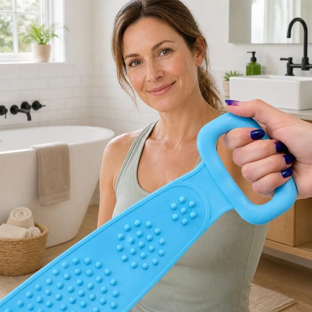 Bath Scrub Brush with Ergonomic Grip 60cm Pink