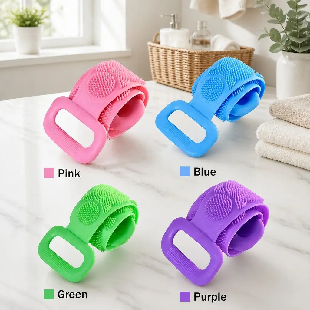 Bath Scrub Brush with Ergonomic Grip 60cm Pink