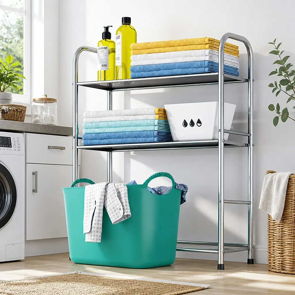 2-Tier Storage Rack Stainless Steel 155x48x25cm Silver