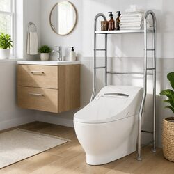 Durable Stainless Steel Toilet Storage Shelf for Organising