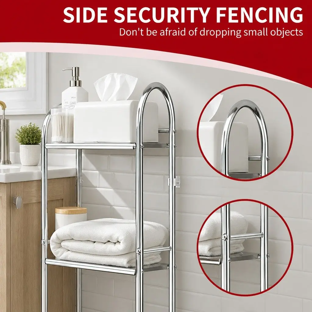 Storage Rack Stainless Steel 135x48x25cm Silver 2-Tier Bathroom Shelf Unit Organizer Stand