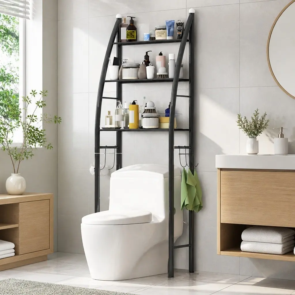 3-Layer Toilet Storage Rack with Hook