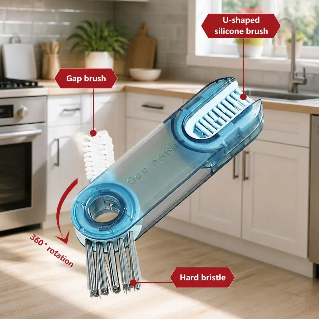 Cup Cleaning Brush Plastic 3 Piece Multi-Purpose Gap Cleaner Tool Set