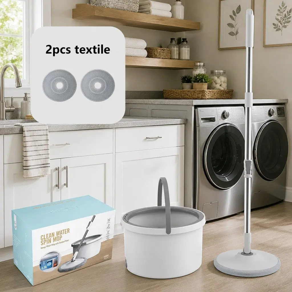 Flat Mop ABS PP Stainless Steel 102x18x23cm Grey White