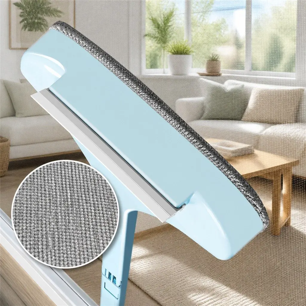 Double Sided Window Cleaner Brush PP Flannelette Size Pink
