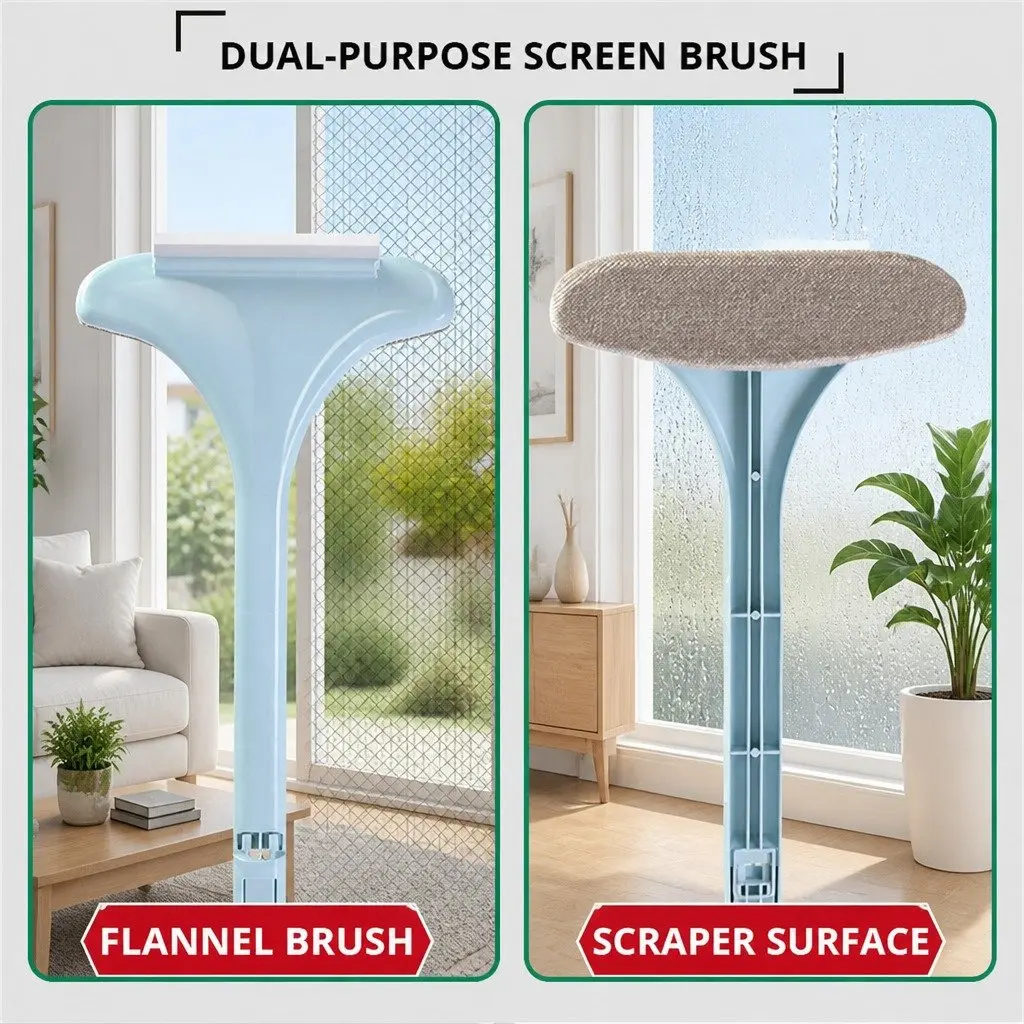 Double Sided Window Cleaner Brush PP Flannelette Size Pink
