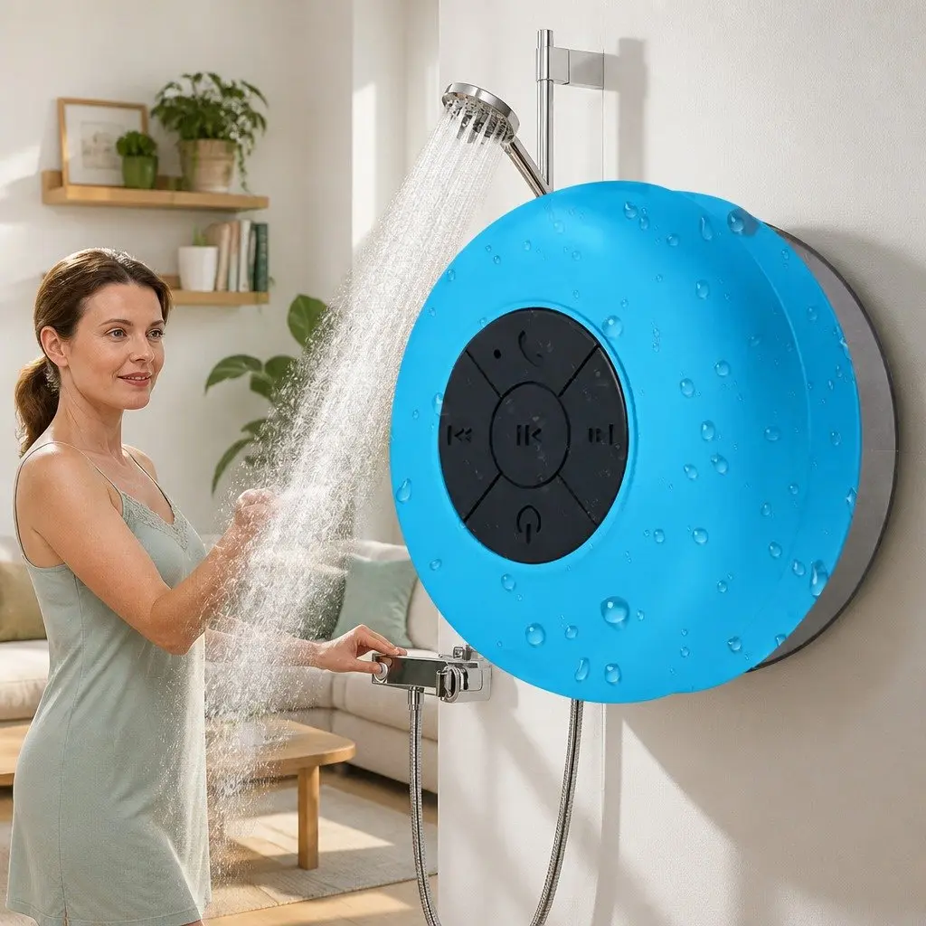 Portable Bluetooth Speaker Waterproof Suction Cup Blue