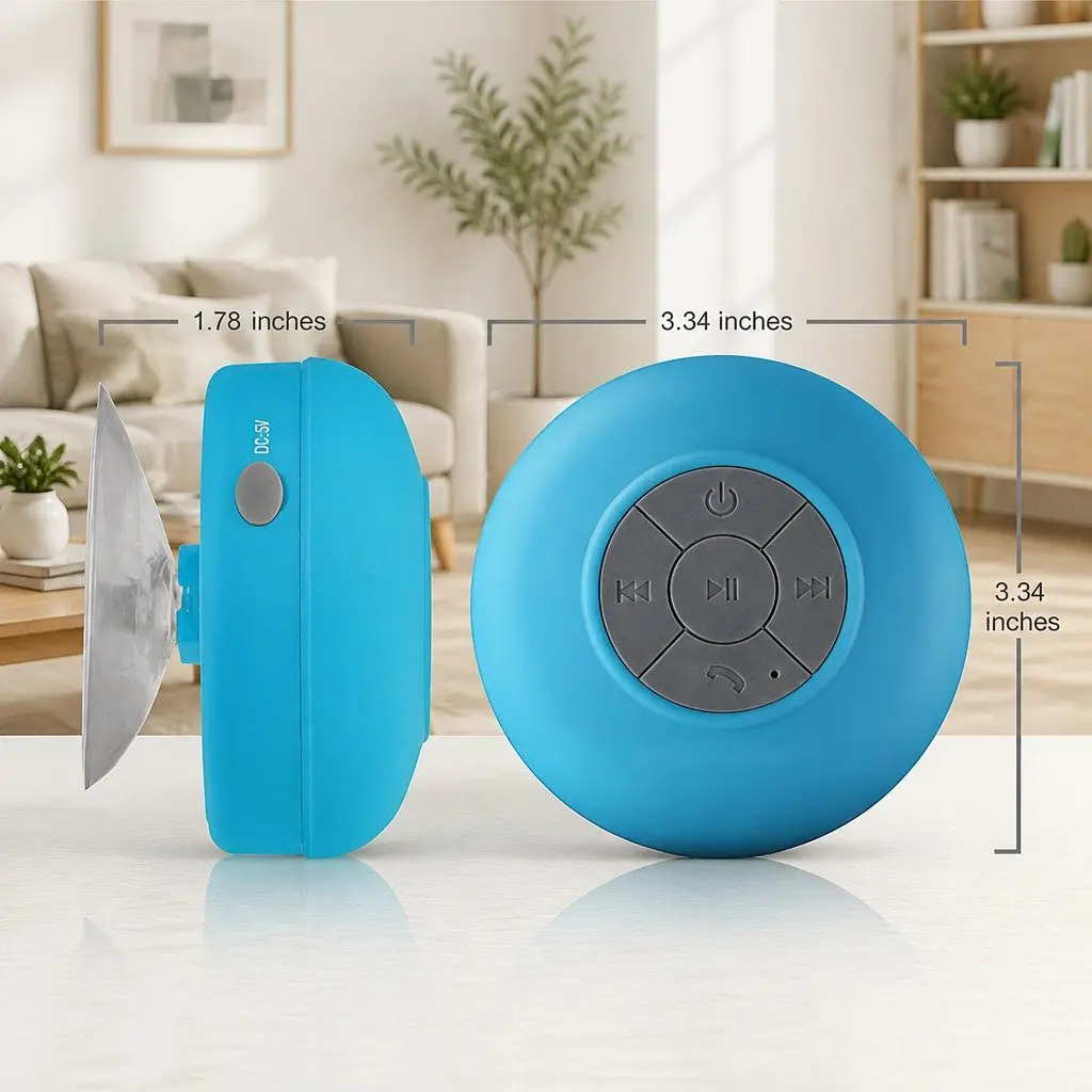 Portable Bluetooth Speaker Waterproof Suction Cup Blue