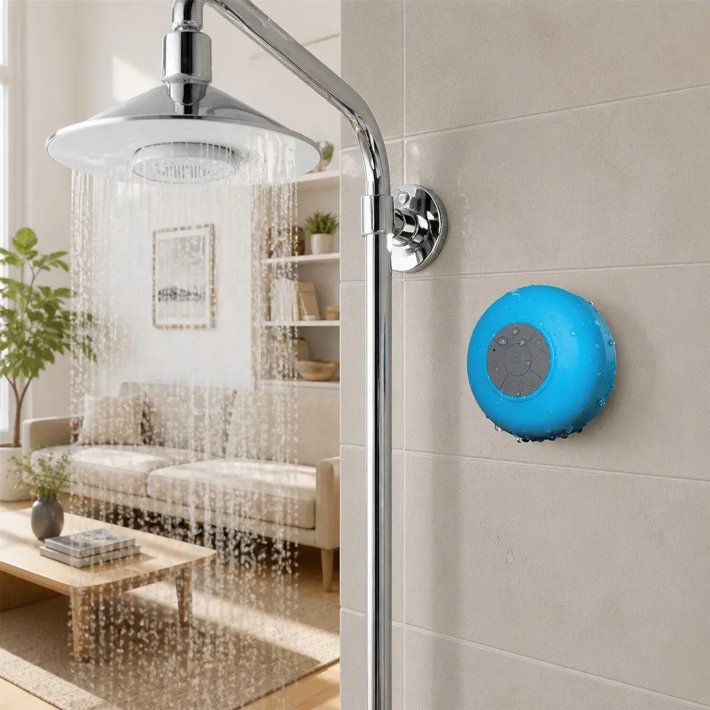 Portable Bluetooth Speaker Waterproof Suction Cup Blue