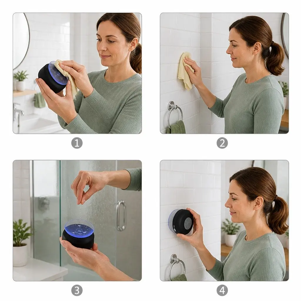 Portable Bluetooth Speaker Waterproof Suction Cup Green
