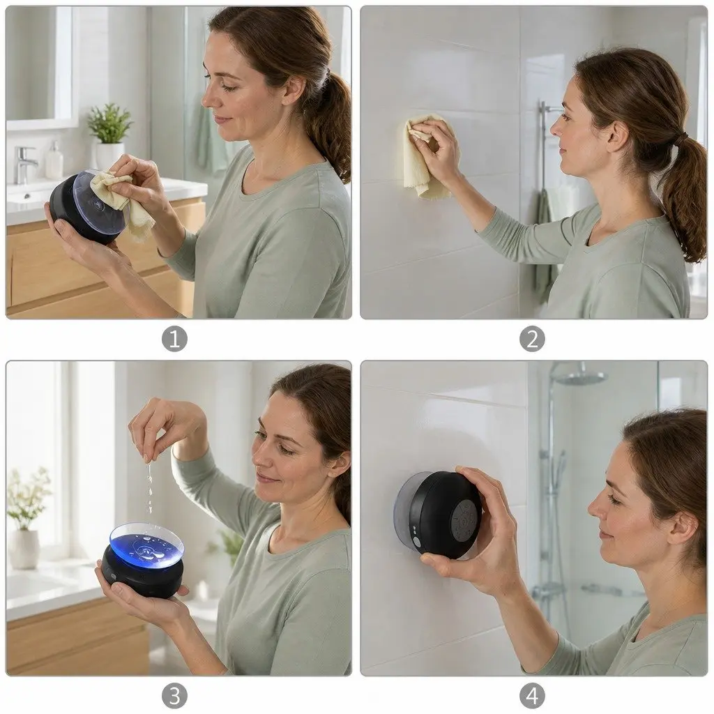 Bluetooth Speaker Waterproof Red Mini Suction Cup Outdoor Stereo Music