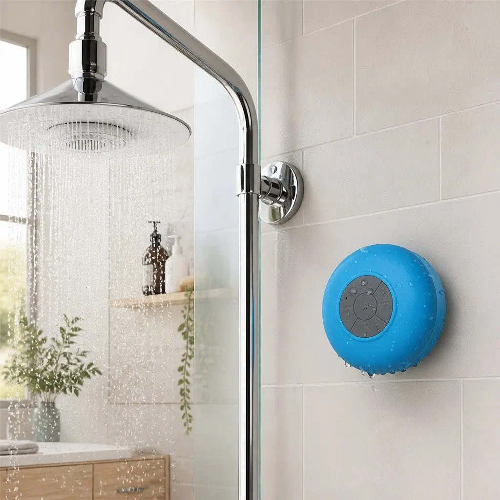 Bluetooth Speaker Waterproof Red Mini Suction Cup Outdoor Stereo Music