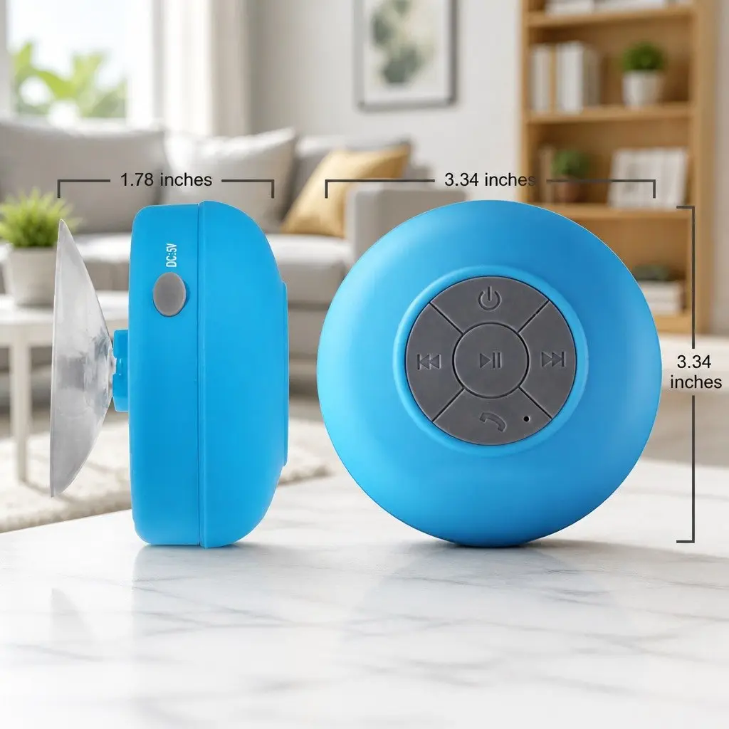 Portable Bluetooth Speaker Yellow Waterproof Suction Cup Mount Hands-Free Music Player