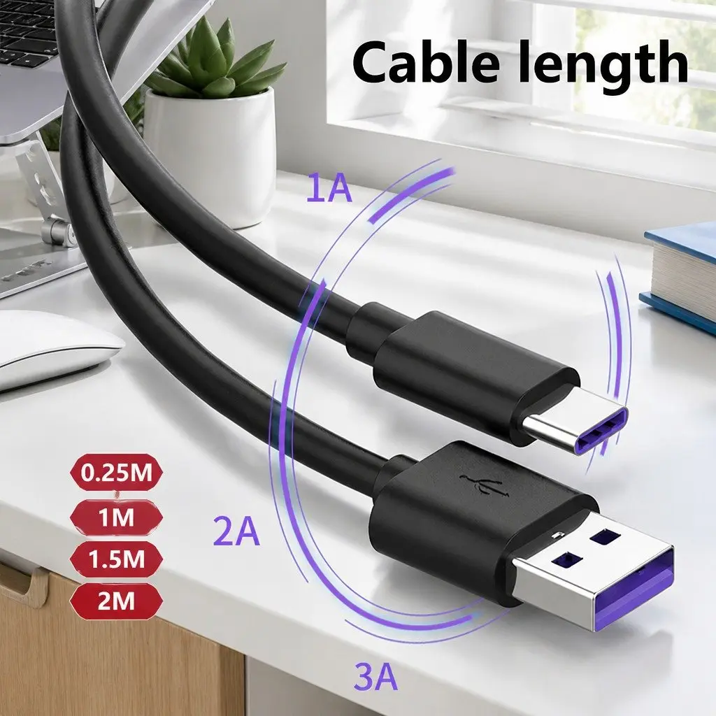 USB-C Cable Nylon 0.25 to 3m Black or White