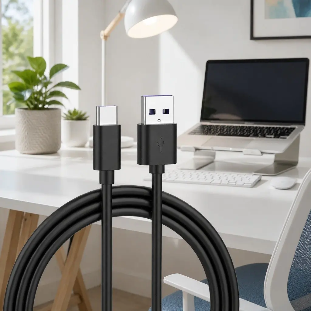USB to USB-C Cable Nylon 1.5m Black