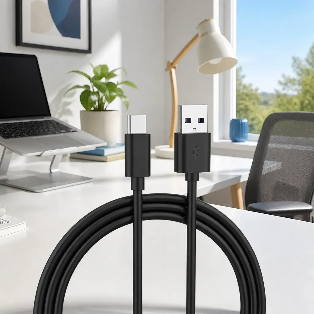 USB to USB-C Cable Nylon 1.5m Black