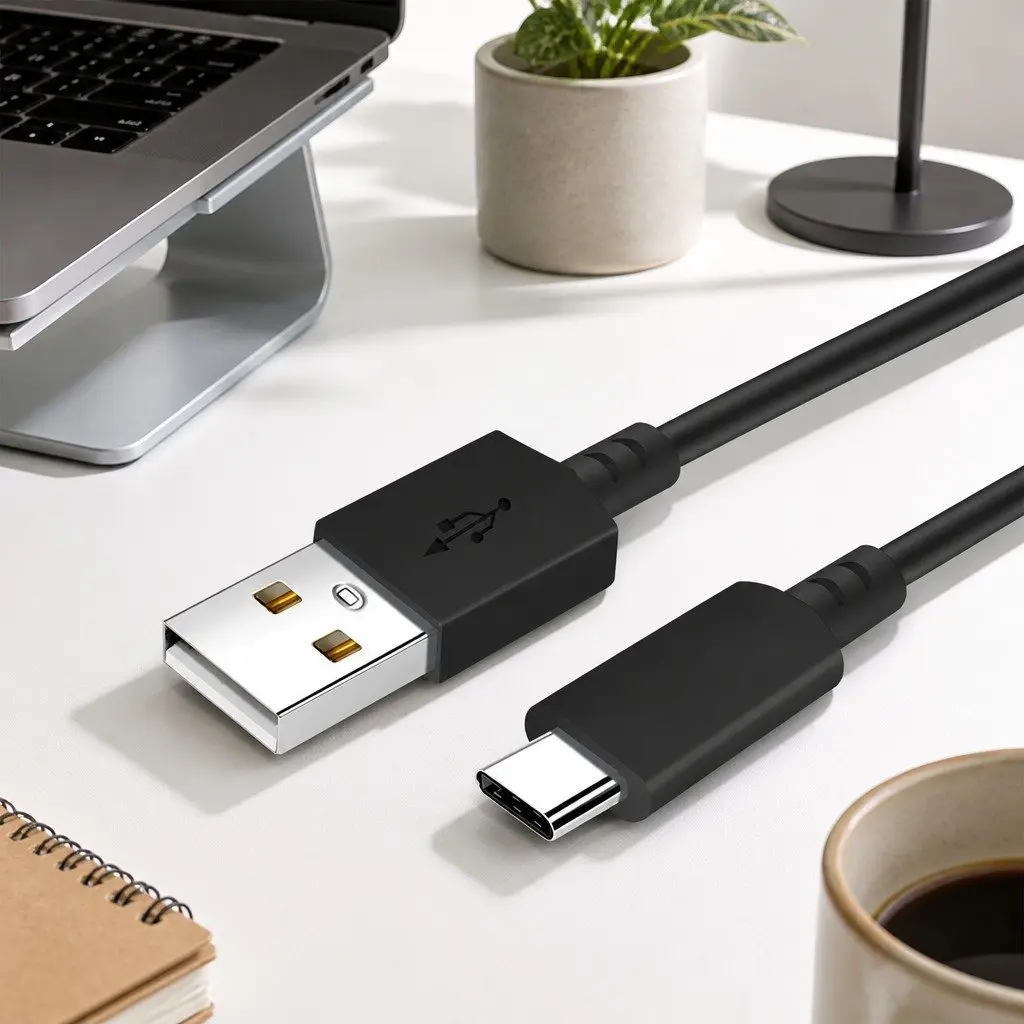 USB to USB-C Cable Nylon 1.5m Black