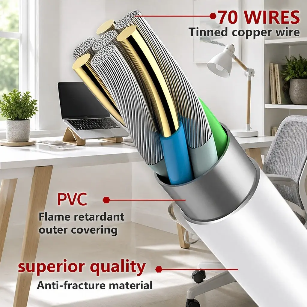USB to USB-C Cable Nylon 1.5m Black