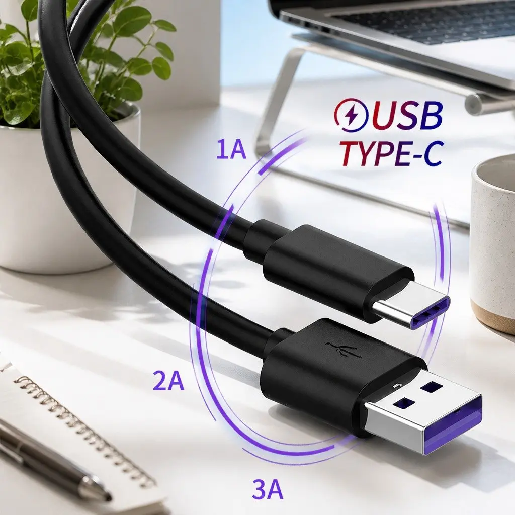 USB to USB-C Cable Nylon 1.5m Black