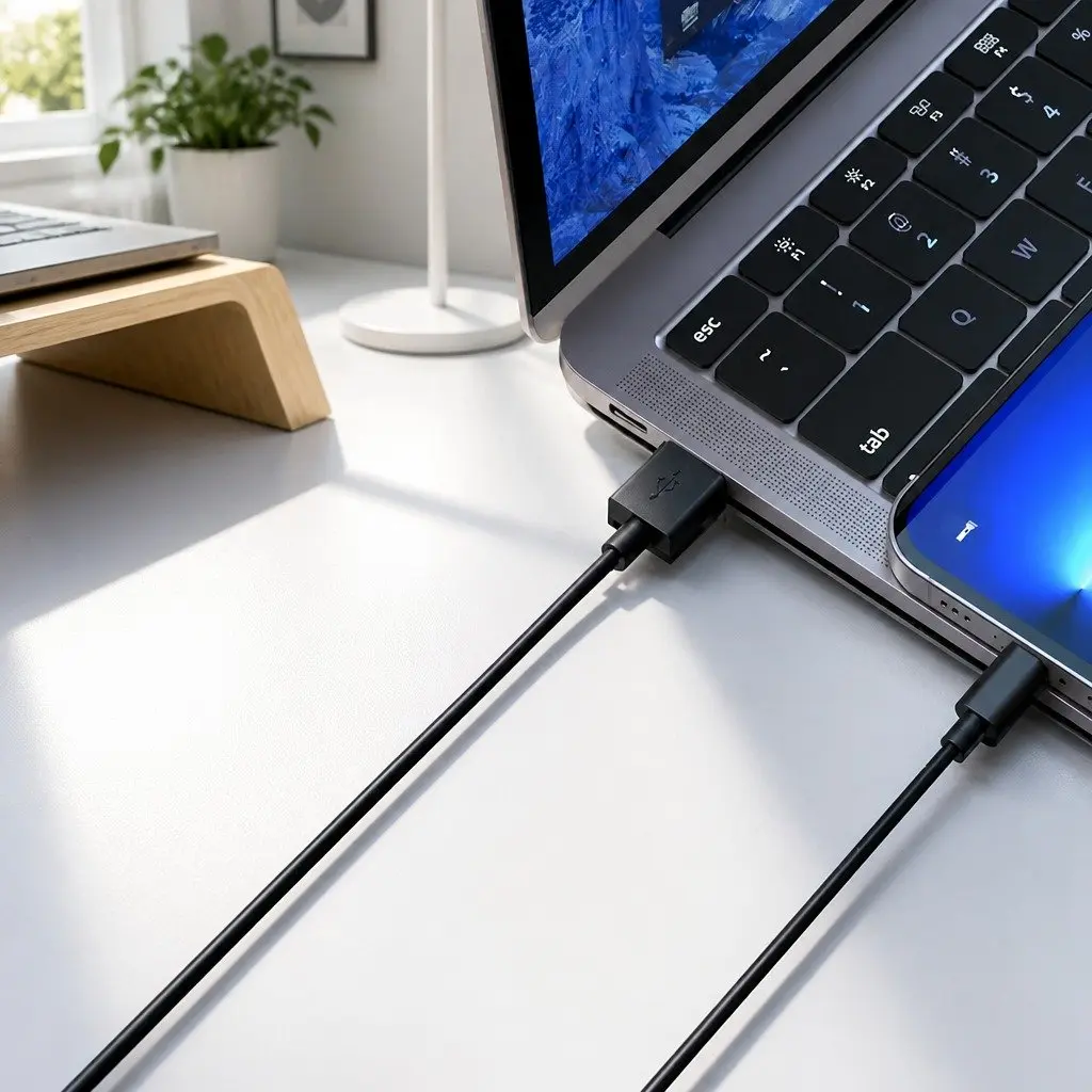 USB to USB-C Cable Nylon 1.5m Black