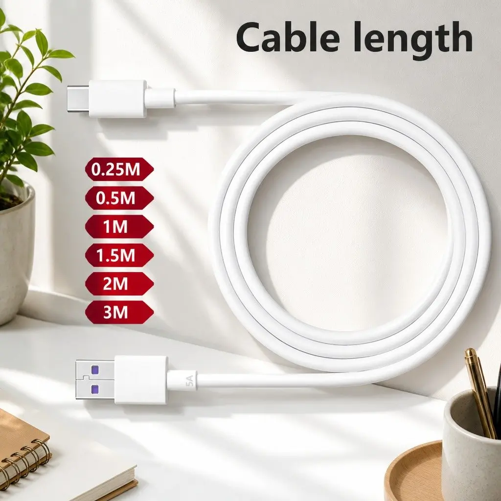 USB to USB-C Cable Nylon 1.5m Black