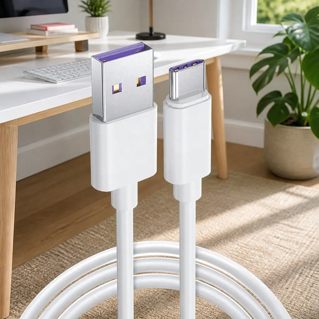 USB to USB-C Cable Nylon 1.5m Black
