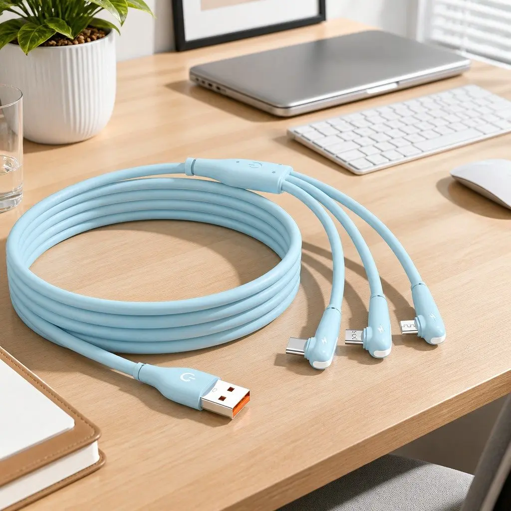 3-in-1 Charging Cable Liquid Silicone 1.8m Green