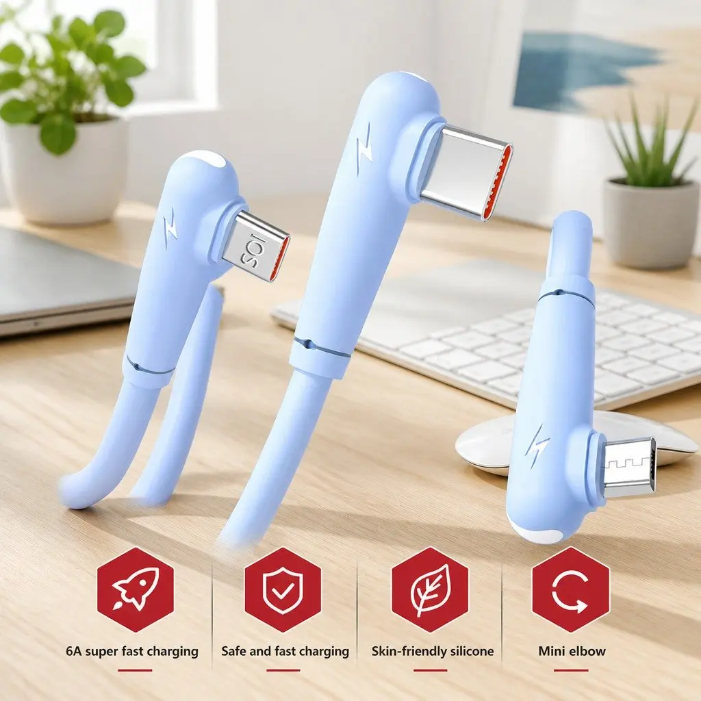 3-in-1 Charging Cable Liquid Silicone 1.8m Green