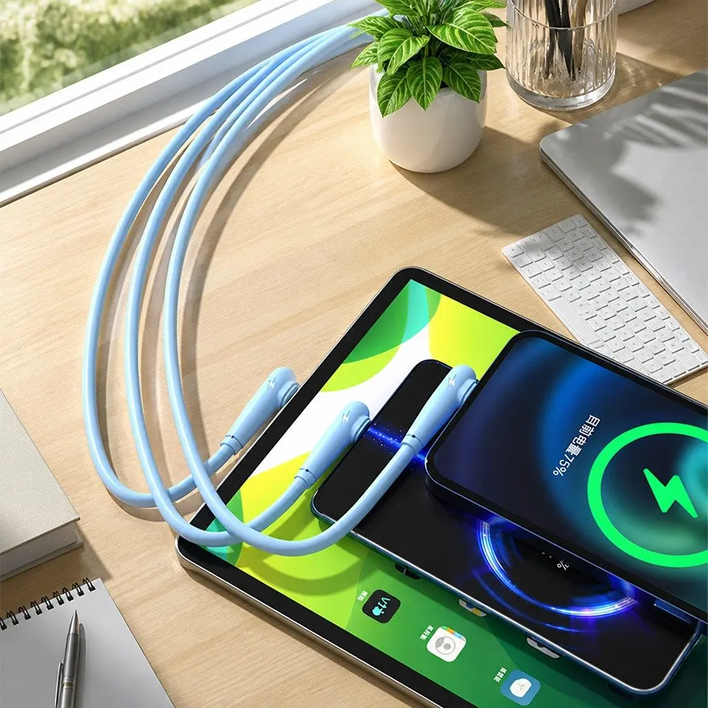 3-in-1 Charging Cable Liquid Silicone 1.8m Green