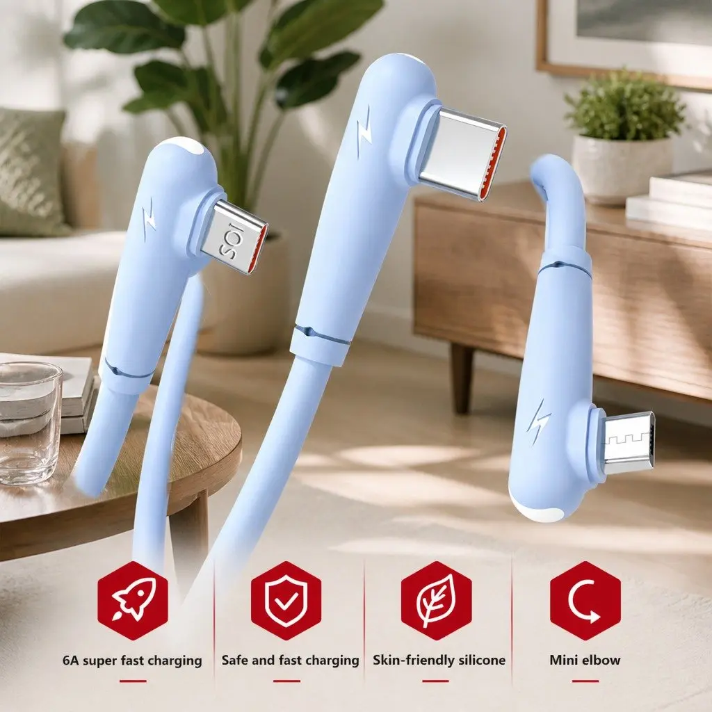 3-in-1 Charging Cable Liquid Silicone 1.2m Blue