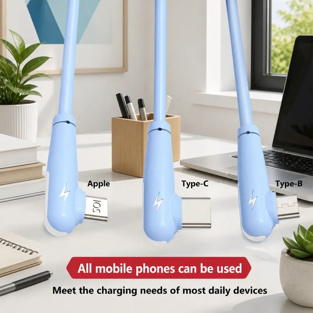 Elbow Three-in-One Fast Charging Data Cable Liquid Silicone 1.2m Green