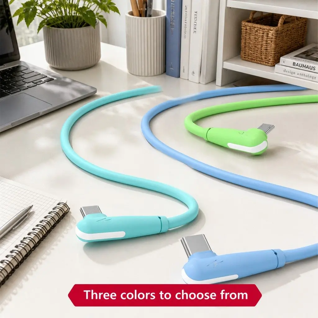 Three-In-One Charging Cable Liquid Silicone 1.8m Green