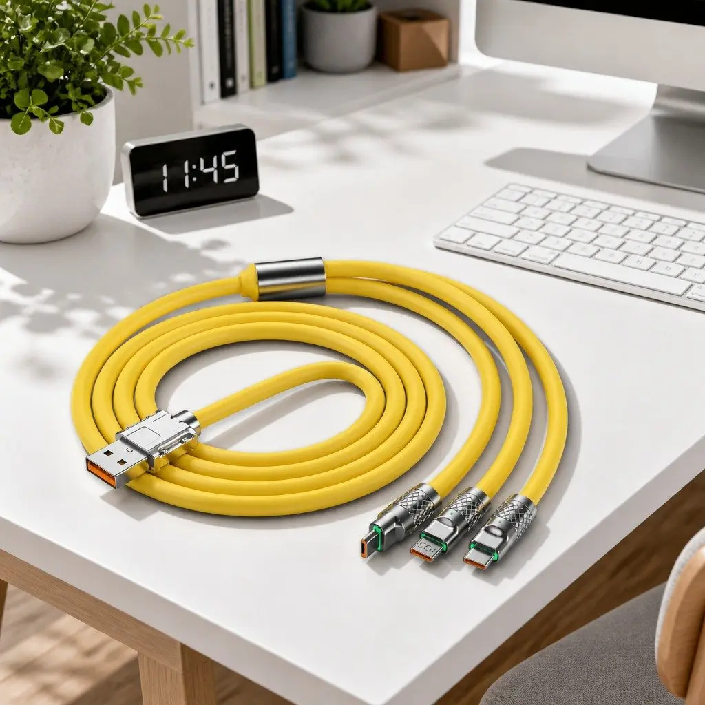 3 in 1 USB Charging Cable TPE 1.2m Yellow