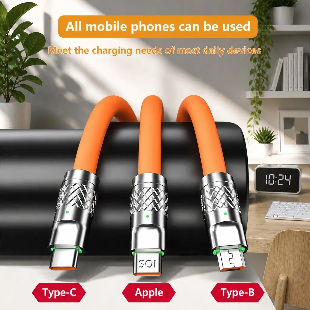 3 in 1 USB Charging Cable TPE 1.2m Yellow