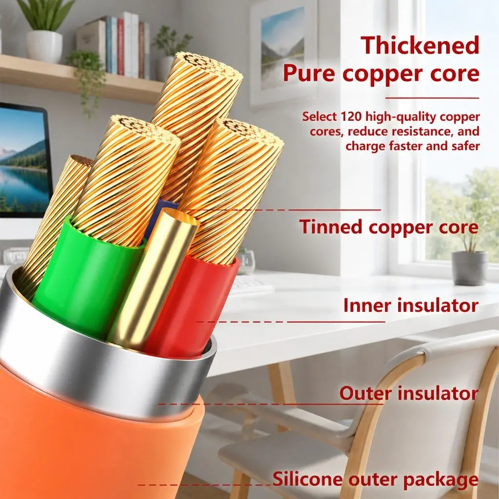 3 in 1 USB Charging Cable TPE 1.2m Yellow