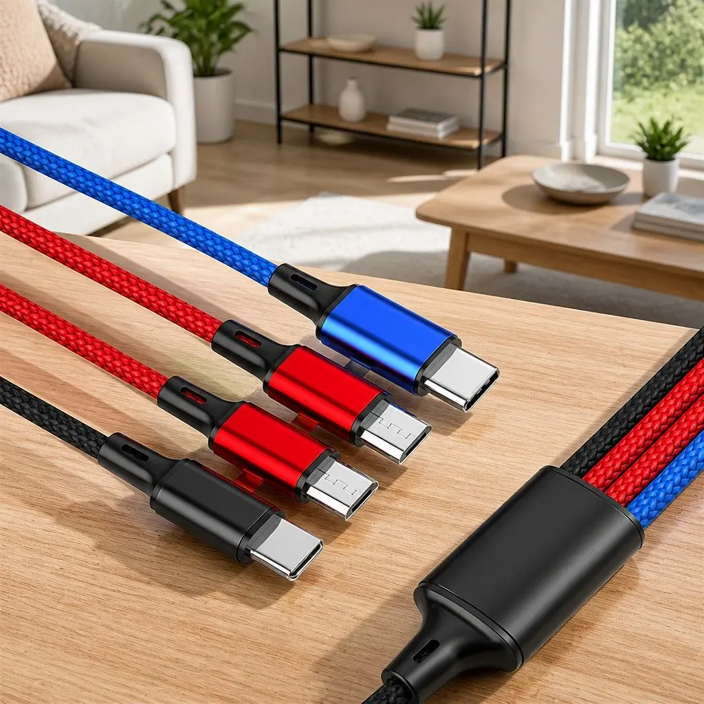 4-in-1 Charging Cable Nylon Woven 3.3mm Colorful