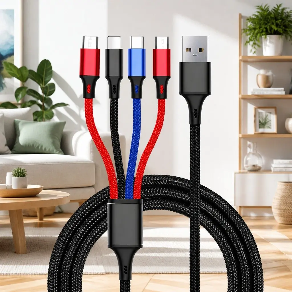 4-in-1 Charging Cable Nylon Woven 3.3mm Colorful