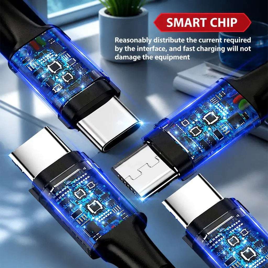 4-in-1 Charging Cable Nylon Woven 3.3mm Colorful