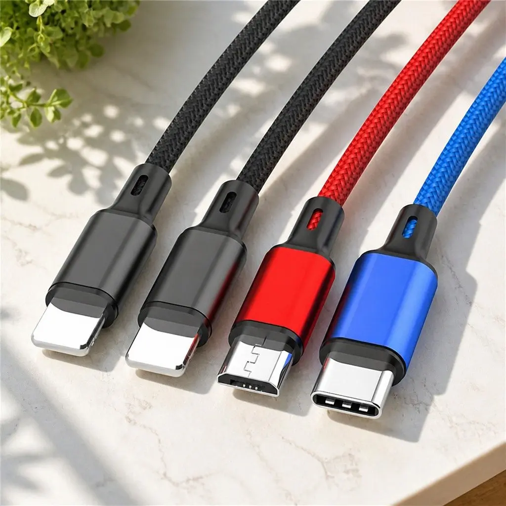 4-in-1 Charging Cable Nylon Woven 3.3mm Colorful
