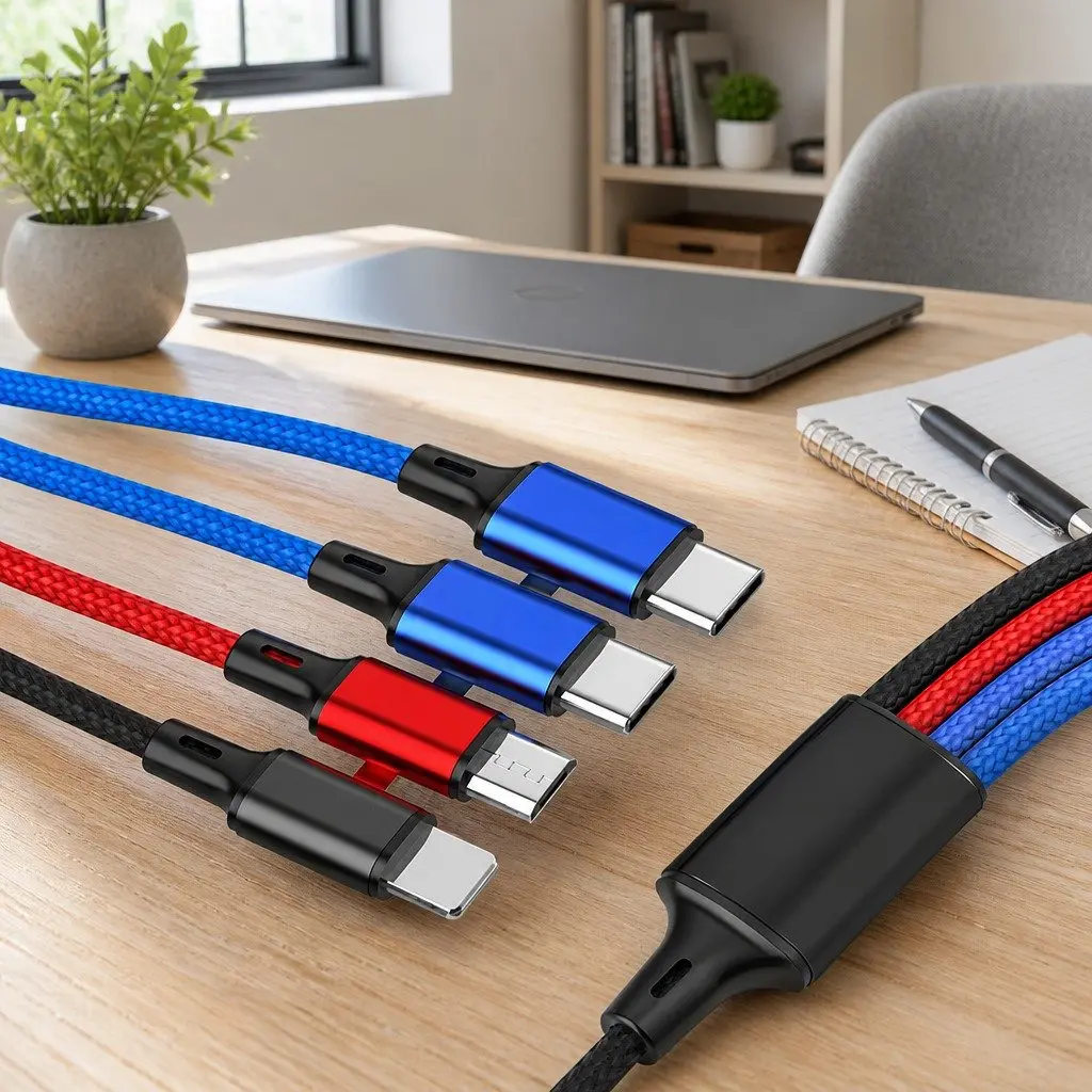 4-in-1 Charging Cable Nylon Woven 3.3mm Colorful