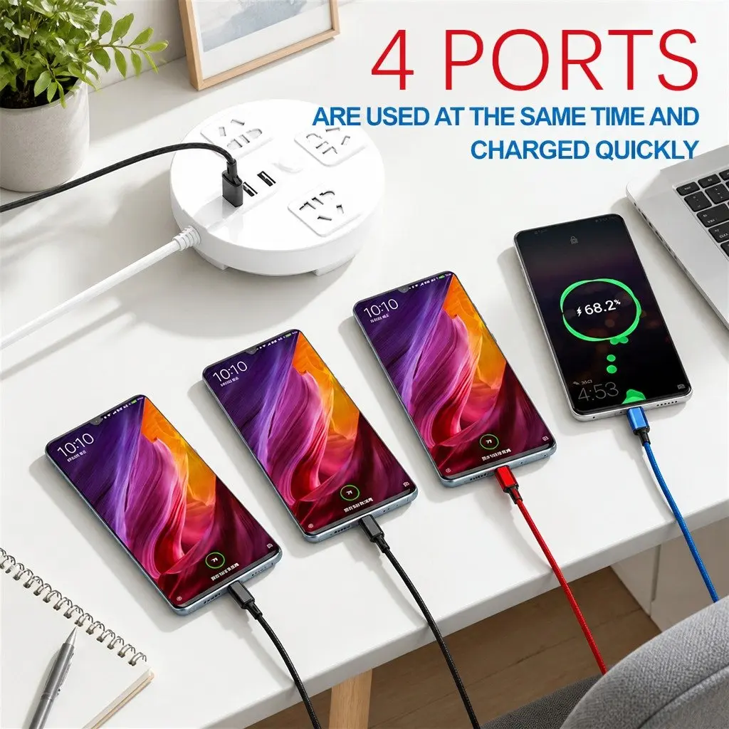 4-in-1 Charging Cable Nylon Woven 3.3mm Colorful