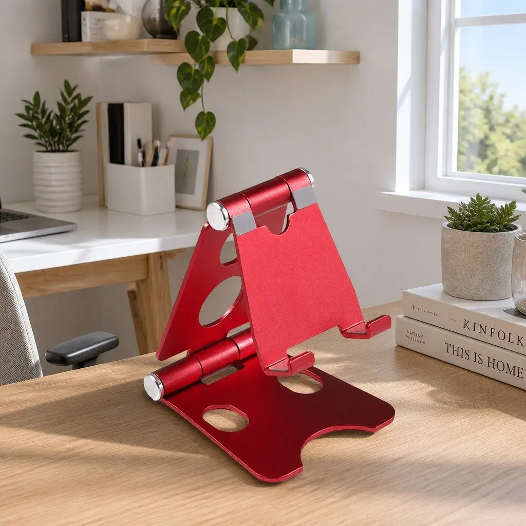 Phone Holder Aluminum Alloy 10X8X6cm Red
