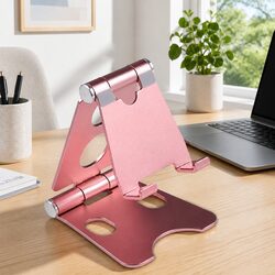Adjustable Portable Metal Phone Stand with Folding Design