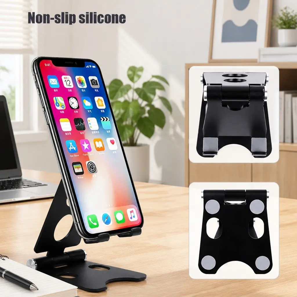 Mobile Phone Holder Portable Adjustable Metal Folding Multi-Function Stand