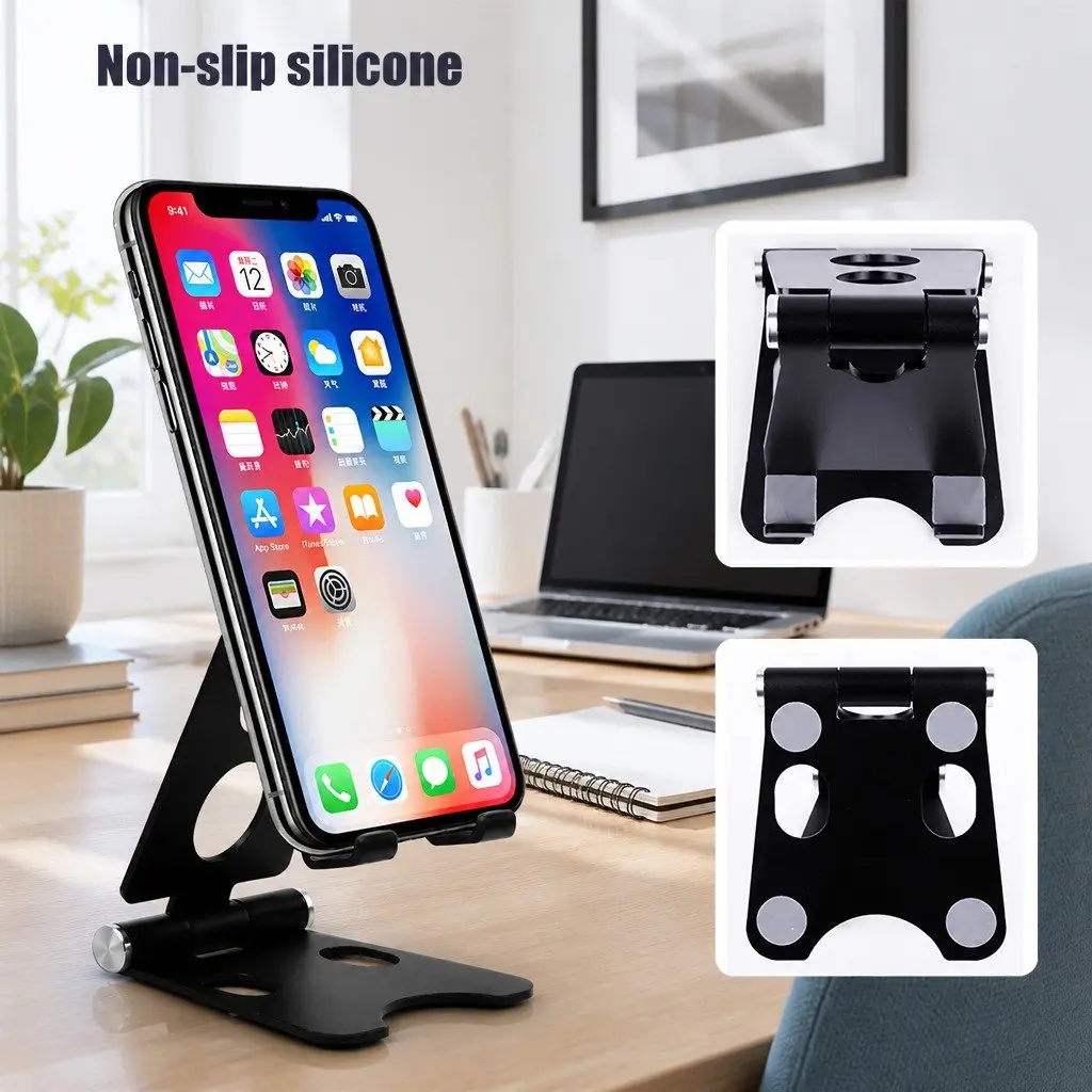 Mobile Phone Holder Portable Adjustable Metal Folding Multi-Function Stand