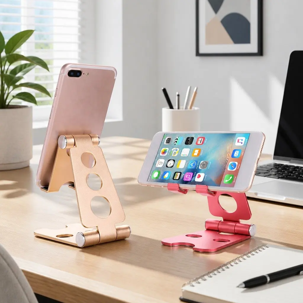 Mobile Phone Holder Portable Adjustable Metal Folding Multi-Function Stand