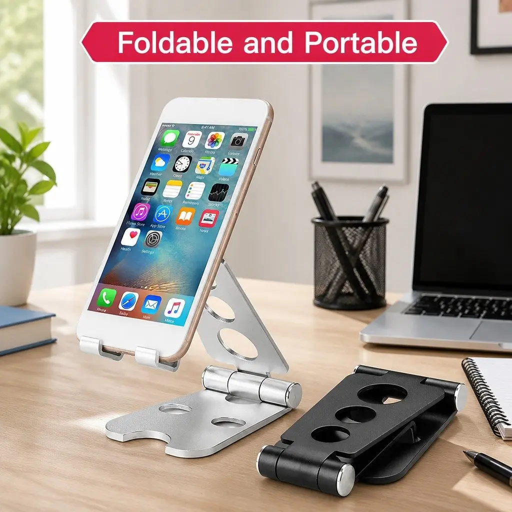 Mobile Phone Holder Portable Adjustable Metal Folding Multi-Function Stand