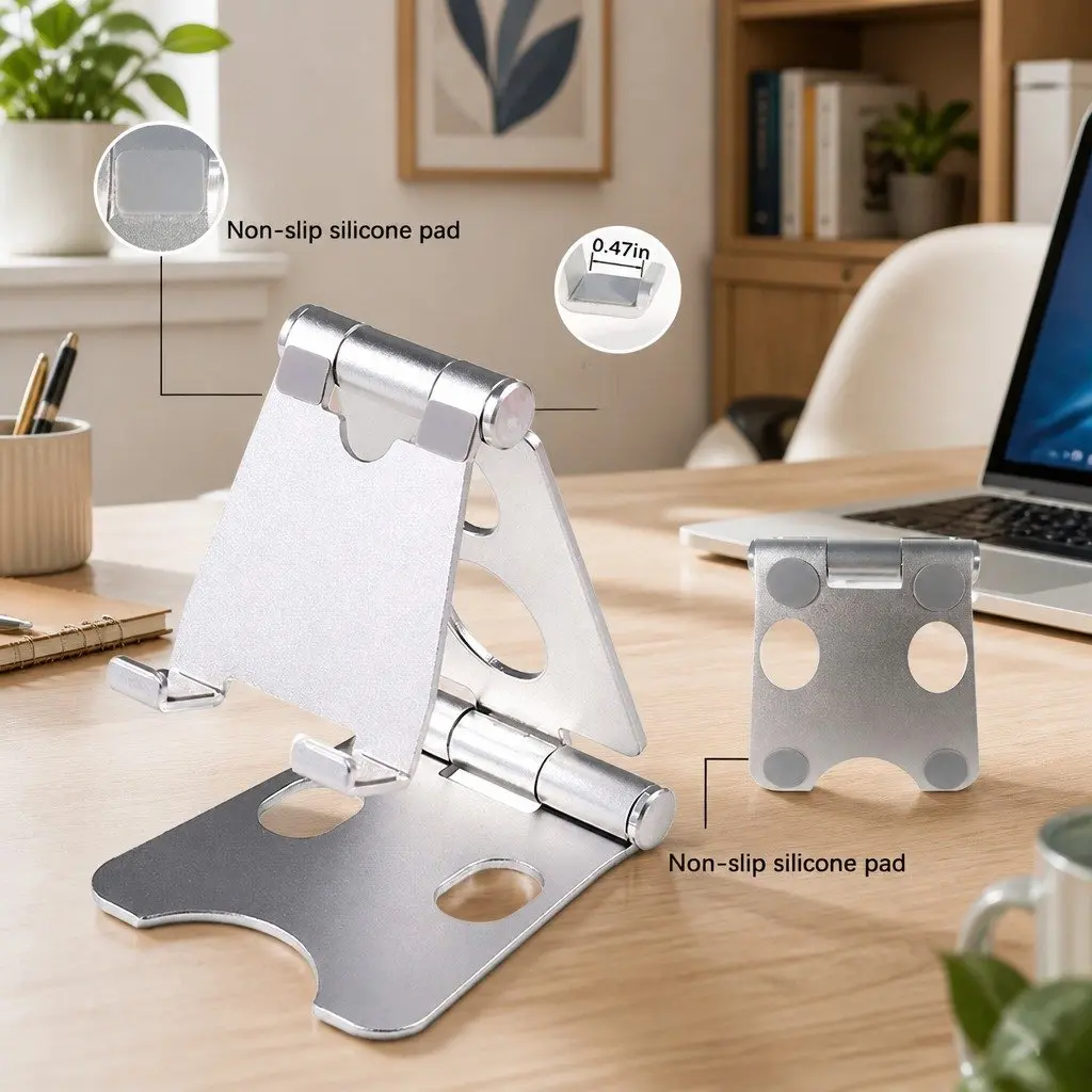 Mobile Phone Holder Portable Adjustable Metal Folding Multi-Function Stand