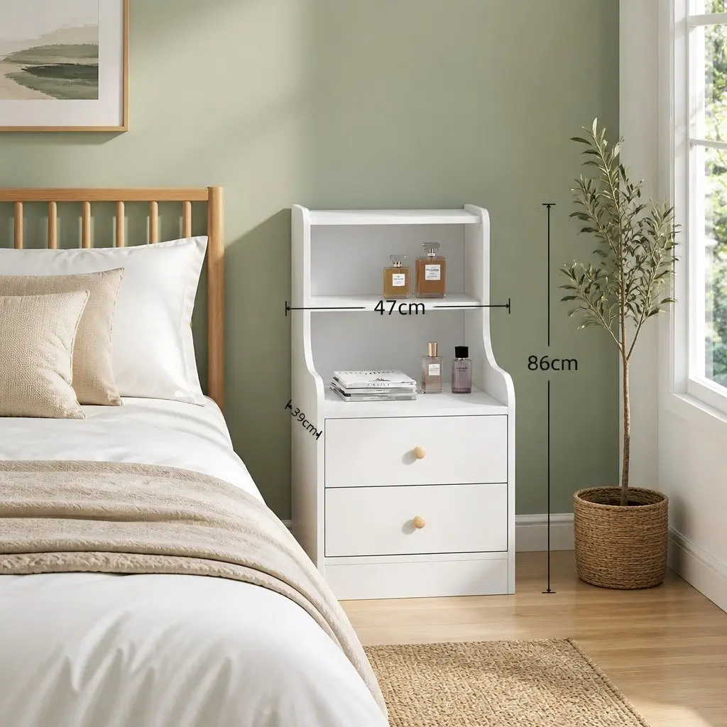 Bedside Table Wood 83x32x60cm White