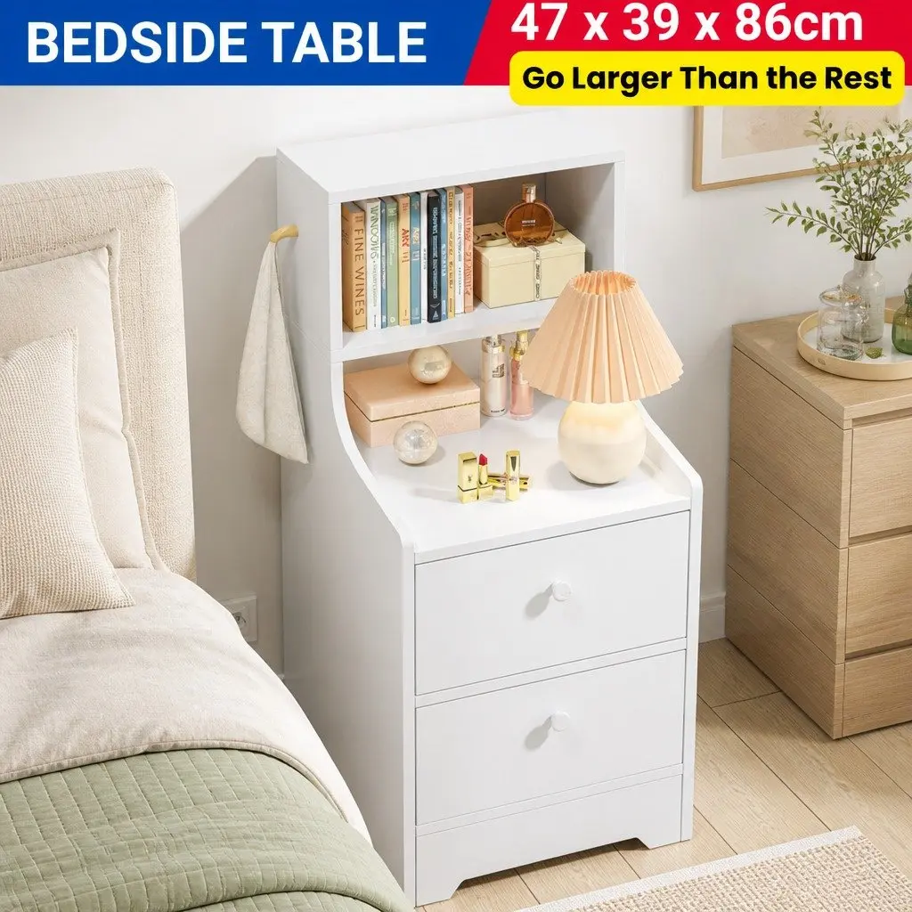 Bedside Table Wood 83x32x60cm White